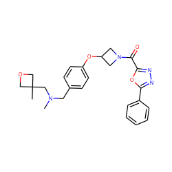 CN(Cc1ccc(OC2CN(C(=O)c3nnc(-c4ccccc4)o3)C2)cc1)CC1(C)COC1 ZINC000653720249