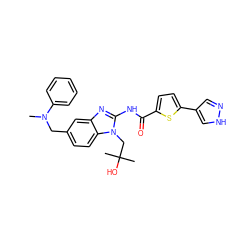 CN(Cc1ccc2c(c1)nc(NC(=O)c1ccc(-c3cn[nH]c3)s1)n2CC(C)(C)O)c1ccccc1 ZINC000040428896