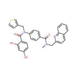 CN(Cc1ccc2ccccc2n1)C(=O)c1ccc(N(Cc2ccsc2)C(=O)c2ccc(O)cc2O)cc1 ZINC000653666914