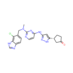 CN(Cc1ccc2nc[nH]c2c1Cl)c1nccc(Nc2cc([C@@H]3CCC(=O)C3)[nH]n2)n1 ZINC000474605830