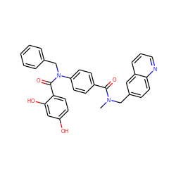 CN(Cc1ccc2ncccc2c1)C(=O)c1ccc(N(Cc2ccccc2)C(=O)c2ccc(O)cc2O)cc1 ZINC000653681038