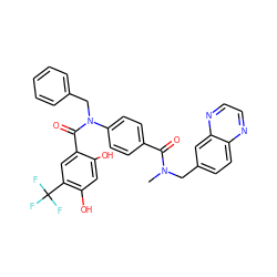 CN(Cc1ccc2nccnc2c1)C(=O)c1ccc(N(Cc2ccccc2)C(=O)c2cc(C(F)(F)F)c(O)cc2O)cc1 ZINC000653664722