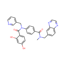 CN(Cc1ccc2nccnc2c1)C(=O)c1ccc(N(Cc2cccnc2)C(=O)c2ccc(O)cc2O)cc1 ZINC000653768329