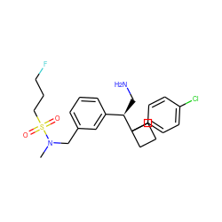 CN(Cc1cccc([C@@H](CN)C2(c3ccc(Cl)cc3)CCC2)c1)S(=O)(=O)CCCF ZINC000114734818