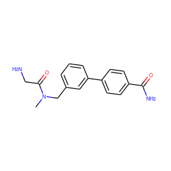 CN(Cc1cccc(-c2ccc(C(N)=O)cc2)c1)C(=O)CN ZINC000146826131