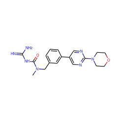 CN(Cc1cccc(-c2cnc(N3CCOCC3)nc2)c1)C(=O)NC(=N)N ZINC001772639615