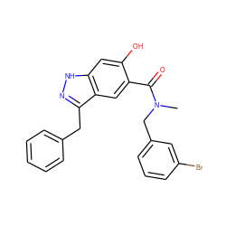 CN(Cc1cccc(Br)c1)C(=O)c1cc2c(Cc3ccccc3)n[nH]c2cc1O ZINC000084722896