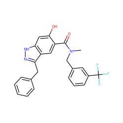 CN(Cc1cccc(C(F)(F)F)c1)C(=O)c1cc2c(Cc3ccccc3)n[nH]c2cc1O ZINC000084668885