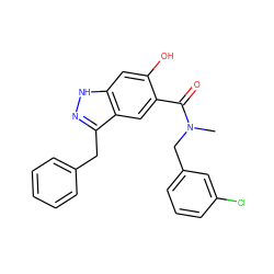 CN(Cc1cccc(Cl)c1)C(=O)c1cc2c(Cc3ccccc3)n[nH]c2cc1O ZINC000084652090