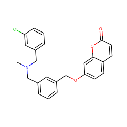 CN(Cc1cccc(Cl)c1)Cc1cccc(COc2ccc3ccc(=O)oc3c2)c1 ZINC000473130088