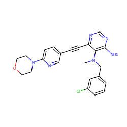 CN(Cc1cccc(Cl)c1)c1c(N)ncnc1C#Cc1ccc(N2CCOCC2)nc1 ZINC000013475461