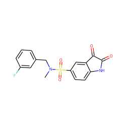 CN(Cc1cccc(F)c1)S(=O)(=O)c1ccc2c(c1)C(=O)C(=O)N2 ZINC001772570075