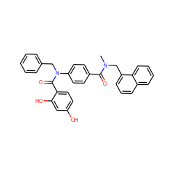 CN(Cc1cccc2ccccc12)C(=O)c1ccc(N(Cc2ccccc2)C(=O)c2ccc(O)cc2O)cc1 ZINC000653663460