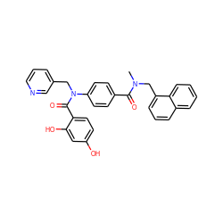 CN(Cc1cccc2ccccc12)C(=O)c1ccc(N(Cc2cccnc2)C(=O)c2ccc(O)cc2O)cc1 ZINC000653748743