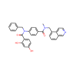 CN(Cc1cccc2cnccc12)C(=O)c1ccc(N(Cc2ccccc2)C(=O)c2ccc(O)cc2O)cc1 ZINC000653682828