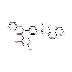 CN(Cc1cccc2ncccc12)C(=O)c1ccc(N(Cc2ccccc2)C(=O)c2ccc(O)cc2O)cc1 ZINC000653682845