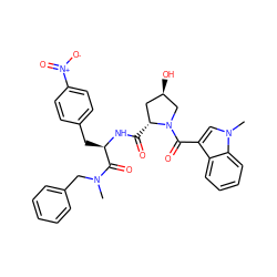 CN(Cc1ccccc1)C(=O)[C@@H](Cc1ccc([N+](=O)[O-])cc1)NC(=O)[C@@H]1C[C@@H](O)CN1C(=O)c1cn(C)c2ccccc12 ZINC000026182804