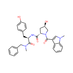 CN(Cc1ccccc1)C(=O)[C@@H](Cc1ccc(O)cc1)NC(=O)[C@@H]1C[C@@H](O)CN1C(=O)c1cn(C)c2ccccc12 ZINC000026187769