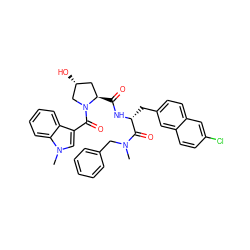 CN(Cc1ccccc1)C(=O)[C@@H](Cc1ccc2cc(Cl)ccc2c1)NC(=O)[C@@H]1C[C@@H](O)CN1C(=O)c1cn(C)c2ccccc12 ZINC000026184595