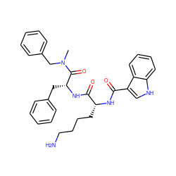 CN(Cc1ccccc1)C(=O)[C@@H](Cc1ccccc1)NC(=O)[C@@H](CCCCN)NC(=O)c1c[nH]c2ccccc12 ZINC000026189094