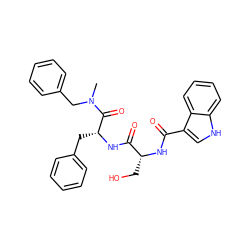 CN(Cc1ccccc1)C(=O)[C@@H](Cc1ccccc1)NC(=O)[C@@H](CO)NC(=O)c1c[nH]c2ccccc12 ZINC000026181775