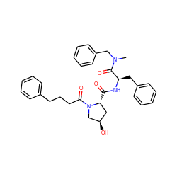 CN(Cc1ccccc1)C(=O)[C@@H](Cc1ccccc1)NC(=O)[C@@H]1C[C@@H](O)CN1C(=O)CCCc1ccccc1 ZINC000026178892