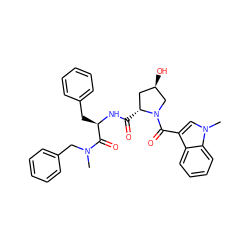 CN(Cc1ccccc1)C(=O)[C@@H](Cc1ccccc1)NC(=O)[C@@H]1C[C@@H](O)CN1C(=O)c1cn(C)c2ccccc12 ZINC000026179451