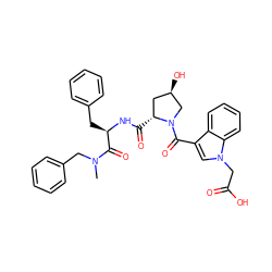 CN(Cc1ccccc1)C(=O)[C@@H](Cc1ccccc1)NC(=O)[C@@H]1C[C@@H](O)CN1C(=O)c1cn(CC(=O)O)c2ccccc12 ZINC000026180361