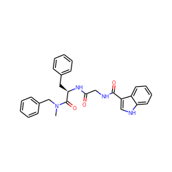 CN(Cc1ccccc1)C(=O)[C@@H](Cc1ccccc1)NC(=O)CNC(=O)c1c[nH]c2ccccc12 ZINC000026184120