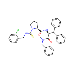 CN(Cc1ccccc1)C(=O)[C@@H](NC(=O)[C@@H]1CCCN1C(=S)NCc1ccccc1Cl)C(c1ccccc1)c1ccccc1 ZINC000026845869