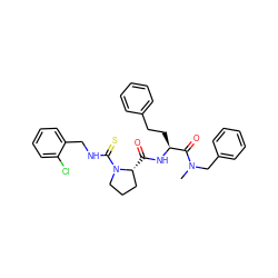 CN(Cc1ccccc1)C(=O)[C@H](CCc1ccccc1)NC(=O)[C@@H]1CCCN1C(=S)NCc1ccccc1Cl ZINC000026843736