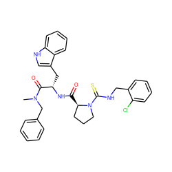 CN(Cc1ccccc1)C(=O)[C@H](Cc1c[nH]c2ccccc12)NC(=O)[C@@H]1CCCN1C(=S)NCc1ccccc1Cl ZINC000026938706