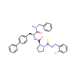 CN(Cc1ccccc1)C(=O)[C@H](Cc1ccc(-c2ccccc2)cc1)NC(=O)[C@@H]1CCCN1C(=S)NCc1ccccc1Cl ZINC000026849877