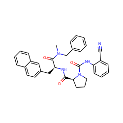 CN(Cc1ccccc1)C(=O)[C@H](Cc1ccc2ccccc2c1)NC(=O)[C@@H]1CCCN1C(=O)Nc1ccccc1C#N ZINC000026845285