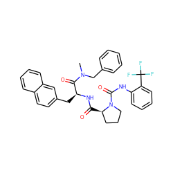 CN(Cc1ccccc1)C(=O)[C@H](Cc1ccc2ccccc2c1)NC(=O)[C@@H]1CCCN1C(=O)Nc1ccccc1C(F)(F)F ZINC000026946665