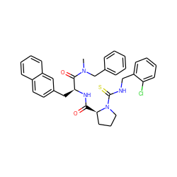 CN(Cc1ccccc1)C(=O)[C@H](Cc1ccc2ccccc2c1)NC(=O)[C@@H]1CCCN1C(=S)NCc1ccccc1Cl ZINC000026844716