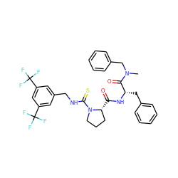 CN(Cc1ccccc1)C(=O)[C@H](Cc1ccccc1)NC(=O)[C@@H]1CCCN1C(=S)NCc1cc(C(F)(F)F)cc(C(F)(F)F)c1 ZINC000026948046