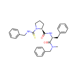 CN(Cc1ccccc1)C(=O)[C@H](Cc1ccccc1)NC(=O)[C@@H]1CCCN1C(=S)NCc1ccccc1 ZINC000013780786