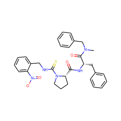 CN(Cc1ccccc1)C(=O)[C@H](Cc1ccccc1)NC(=O)[C@@H]1CCCN1C(=S)NCc1ccccc1[N+](=O)[O-] ZINC000026939100