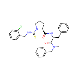 CN(Cc1ccccc1)C(=O)[C@H](Cc1ccccc1)NC(=O)[C@@H]1CCCN1C(=S)NCc1ccccc1Cl ZINC000026850713