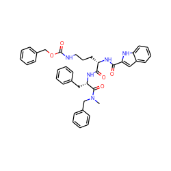 CN(Cc1ccccc1)C(=O)[C@H](Cc1ccccc1)NC(=O)[C@H](CCCNC(=O)OCc1ccccc1)NC(=O)c1cc2ccccc2[nH]1 ZINC000028520276