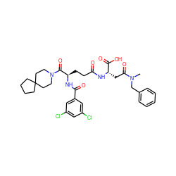 CN(Cc1ccccc1)C(=O)C[C@H](NC(=O)CC[C@@H](NC(=O)c1cc(Cl)cc(Cl)c1)C(=O)N1CCC2(CCCC2)CC1)C(=O)O ZINC000029217021