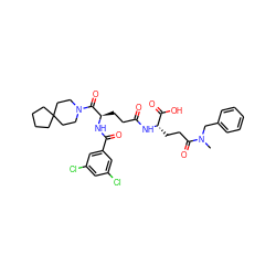 CN(Cc1ccccc1)C(=O)CC[C@H](NC(=O)CC[C@@H](NC(=O)c1cc(Cl)cc(Cl)c1)C(=O)N1CCC2(CCCC2)CC1)C(=O)O ZINC000029214680