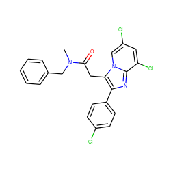 CN(Cc1ccccc1)C(=O)Cc1c(-c2ccc(Cl)cc2)nc2c(Cl)cc(Cl)cn12 ZINC000013607429