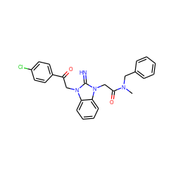 CN(Cc1ccccc1)C(=O)Cn1c(=N)n(CC(=O)c2ccc(Cl)cc2)c2ccccc21 ZINC000029125686