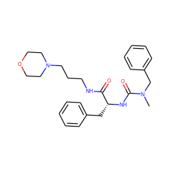 CN(Cc1ccccc1)C(=O)N[C@H](Cc1ccccc1)C(=O)NCCCN1CCOCC1 ZINC000028339909