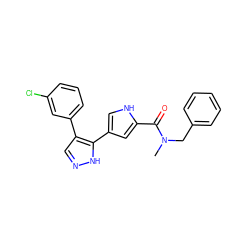 CN(Cc1ccccc1)C(=O)c1cc(-c2[nH]ncc2-c2cccc(Cl)c2)c[nH]1 ZINC000014959157