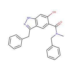 CN(Cc1ccccc1)C(=O)c1cc2c(Cc3ccccc3)n[nH]c2cc1O ZINC000084729519