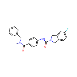 CN(Cc1ccccc1)C(=O)c1ccc(NC(=O)N2Cc3ccc(F)cc3C2)cc1 ZINC000166426596