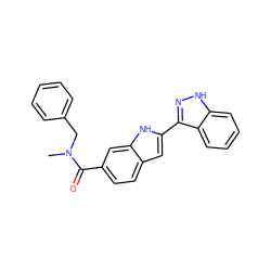 CN(Cc1ccccc1)C(=O)c1ccc2cc(-c3n[nH]c4ccccc34)[nH]c2c1 ZINC000066066375